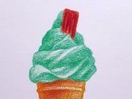 피스타치오 초코 아이스크림 지구화학색연필 손그림 일러스트