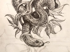[손그림]뱀과 식물
