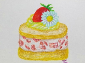 딸기 생크림 빵 샤프식색연필로 그리는 디저트 일러스트