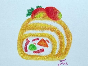 과일 롤케이크 샤프식색연필 손그림