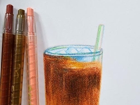 아이스초코라떼 지구색연필로 디저트일러스트 그림 그리기
