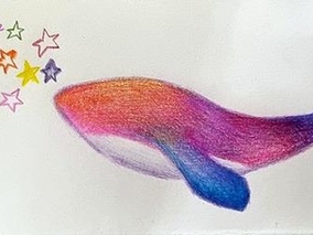 문화색연필로 그려본 고래 일러스트 색연필 드로잉 그림 연습 그리기